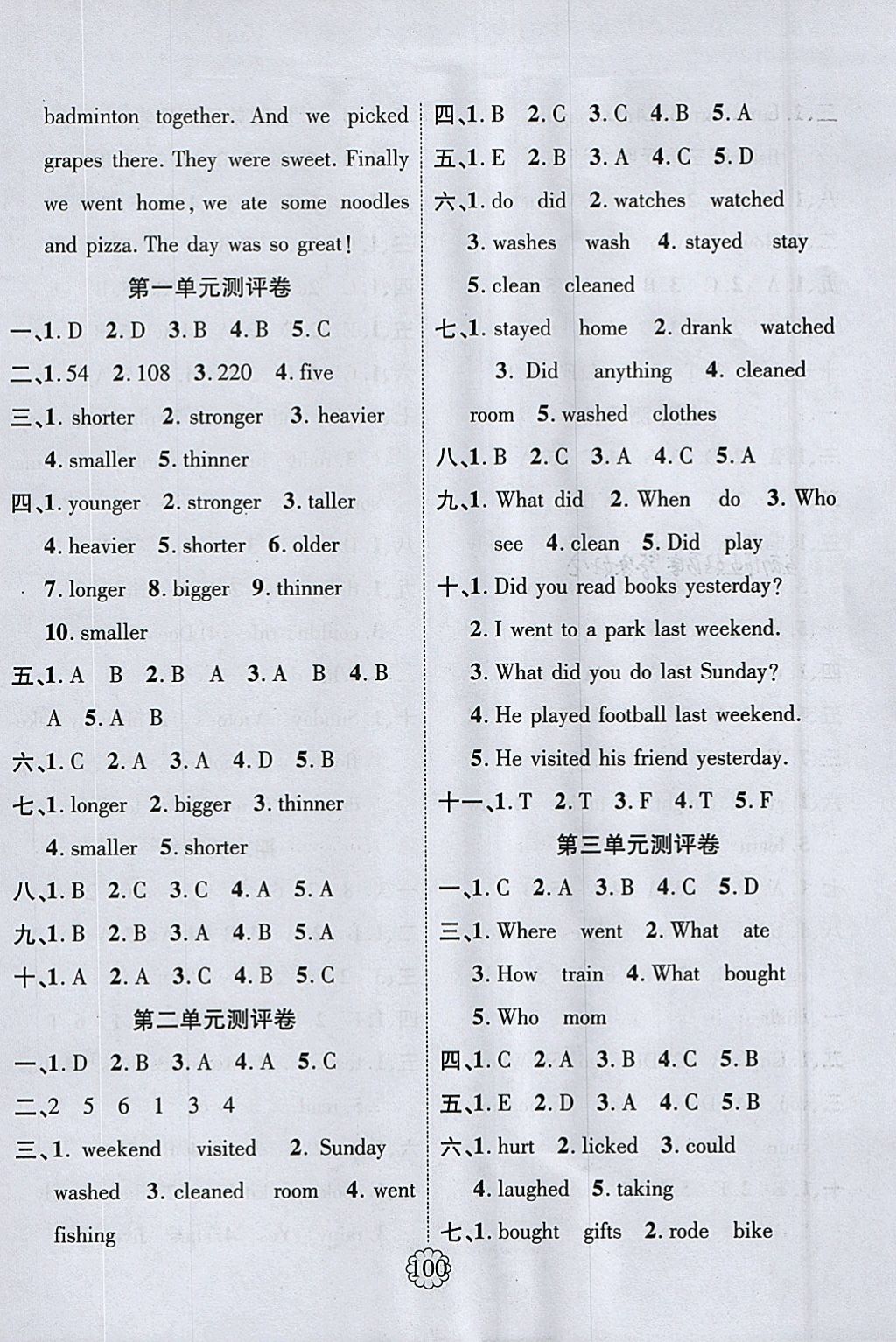 2018年暢優(yōu)新課堂六年級英語下冊人教PEP版 參考答案第6頁