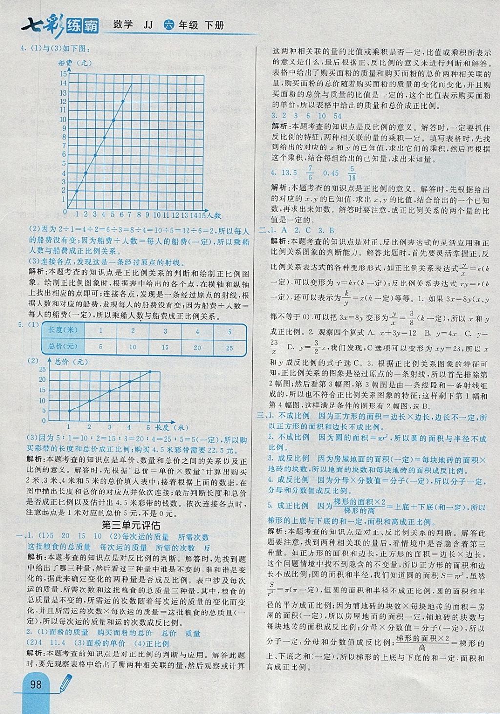 2018年七彩練霸六年級數(shù)學下冊冀教版 參考答案第10頁