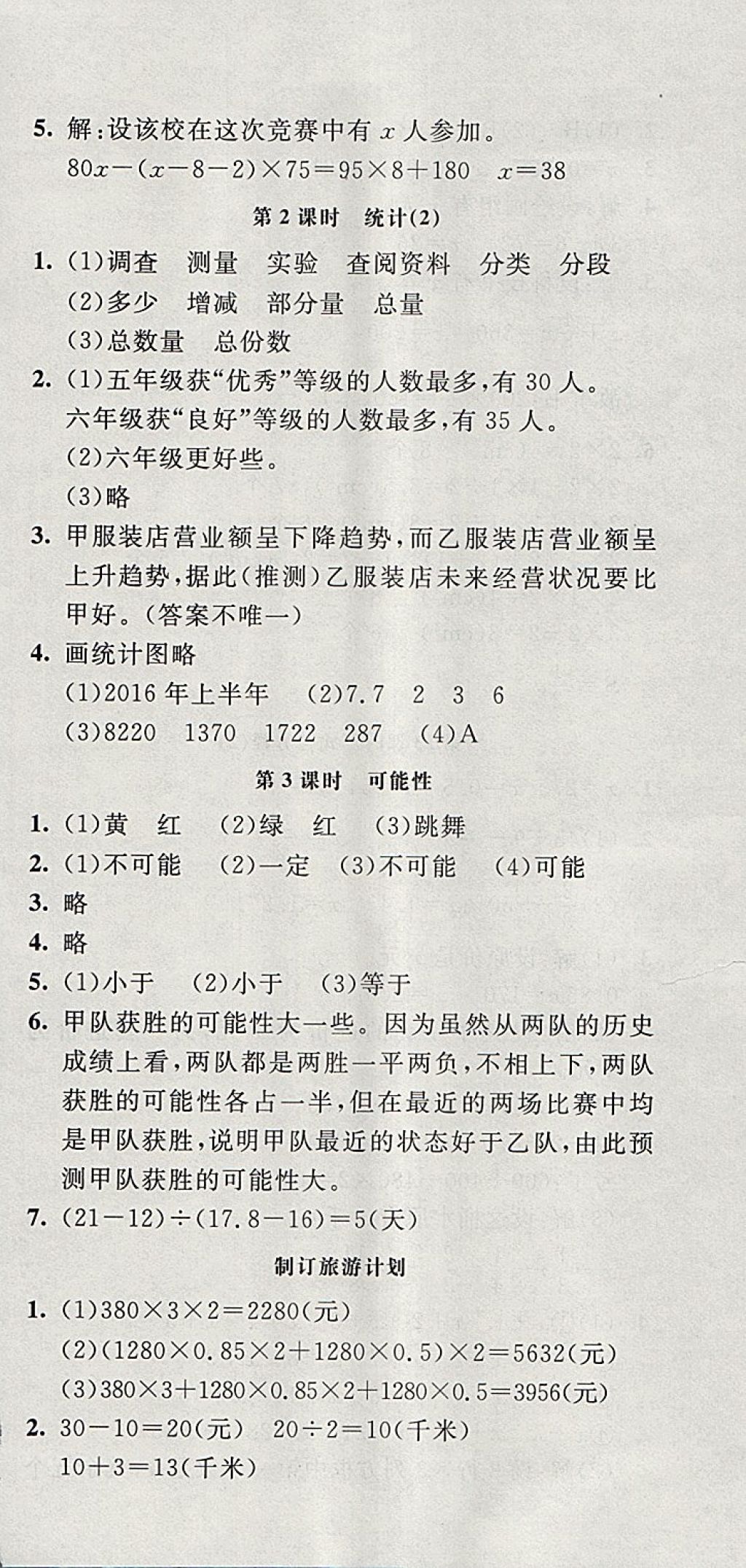 2018年非常1加1一课一练六年级数学下册苏教版 参考答案第24页