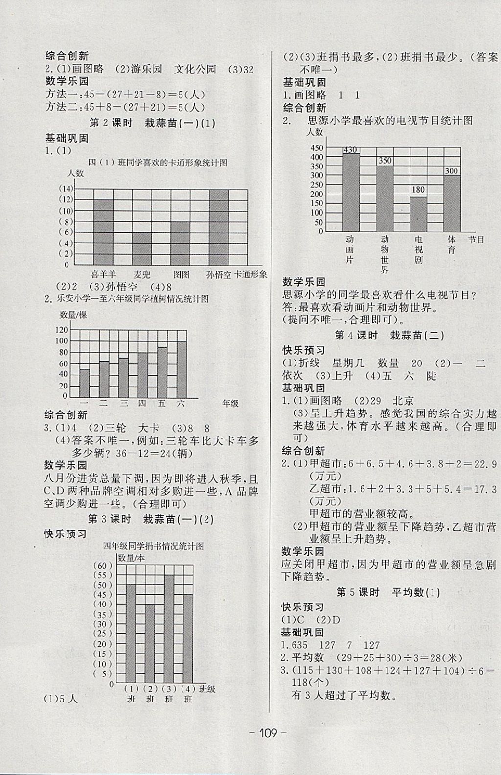 2018年A加優(yōu)化作業(yè)本四年級數(shù)學下冊北師大版 參考答案第11頁