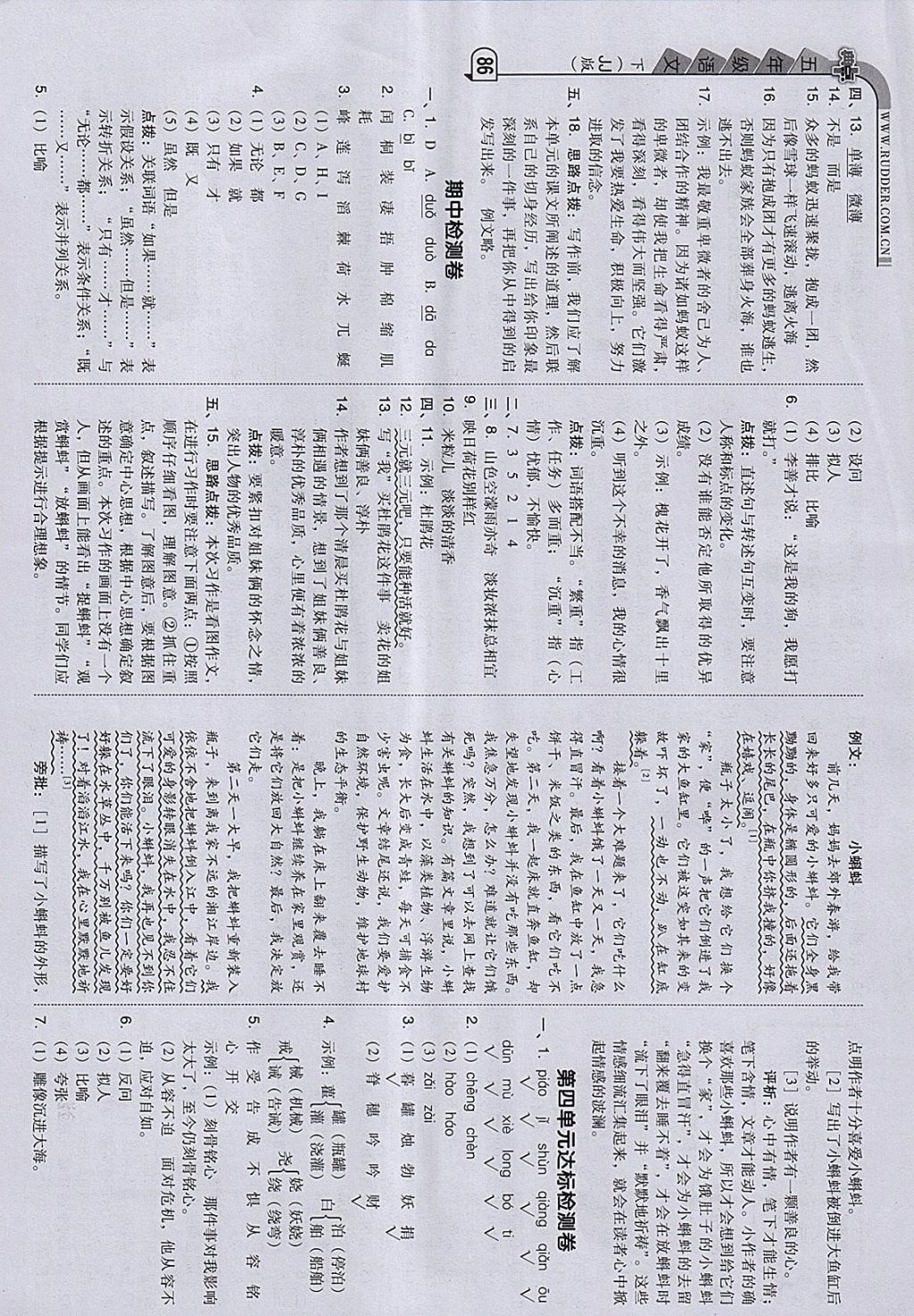 2018年綜合應(yīng)用創(chuàng)新題典中點五年級語文下冊冀教版 參考答案第2頁