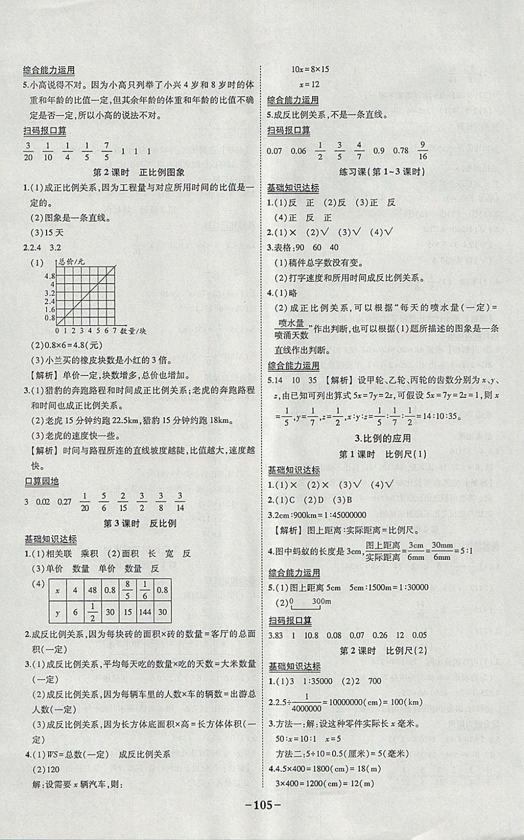 2018年黄冈状元成才路状元作业本六年级数学下册人教版 参考答案第7页