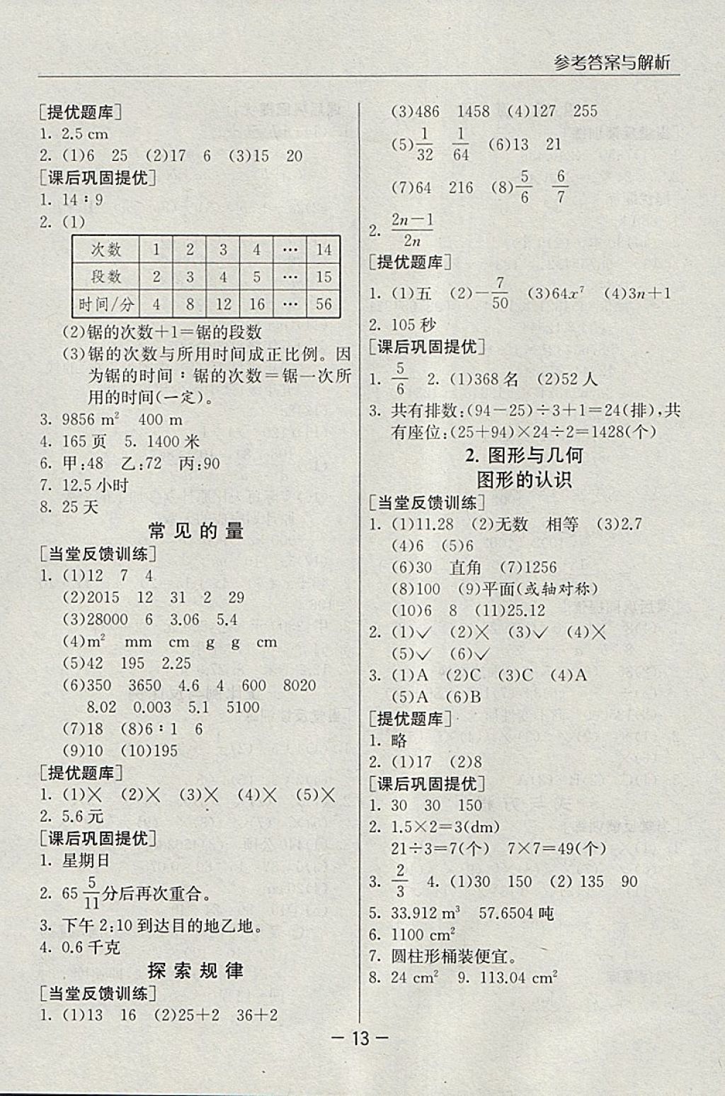 2018年實(shí)驗(yàn)班提優(yōu)課堂六年級數(shù)學(xué)下冊北師大版 參考答案第13頁