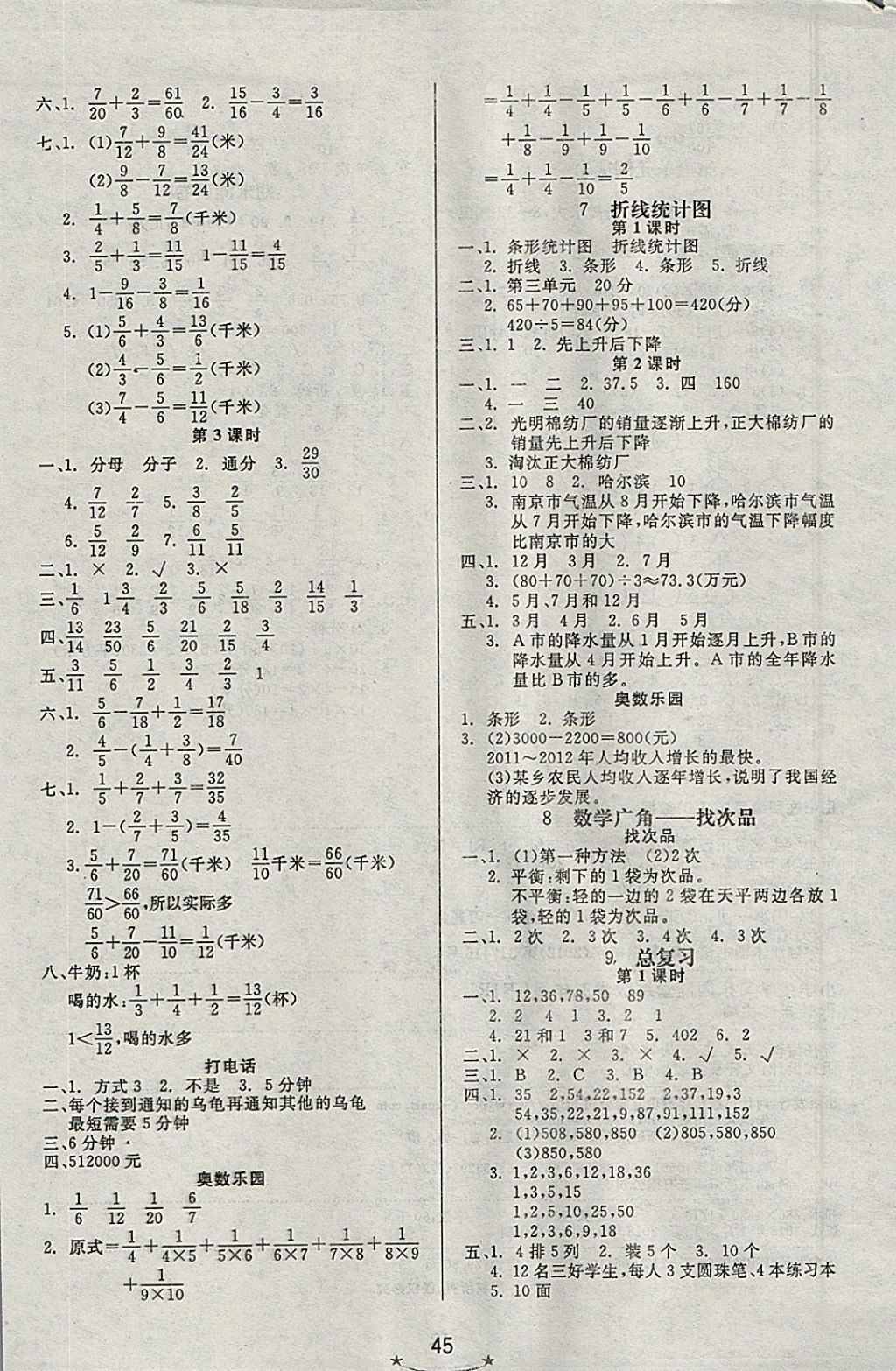 2018年小學(xué)生學(xué)習(xí)樂園隨堂練五年級數(shù)學(xué)下冊人教版 參考答案第5頁