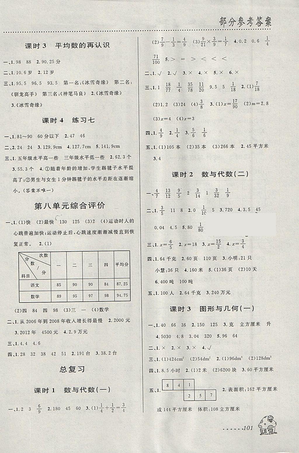 2018年明天教育課時特訓(xùn)五年級數(shù)學(xué)下冊北師大版 參考答案第7頁