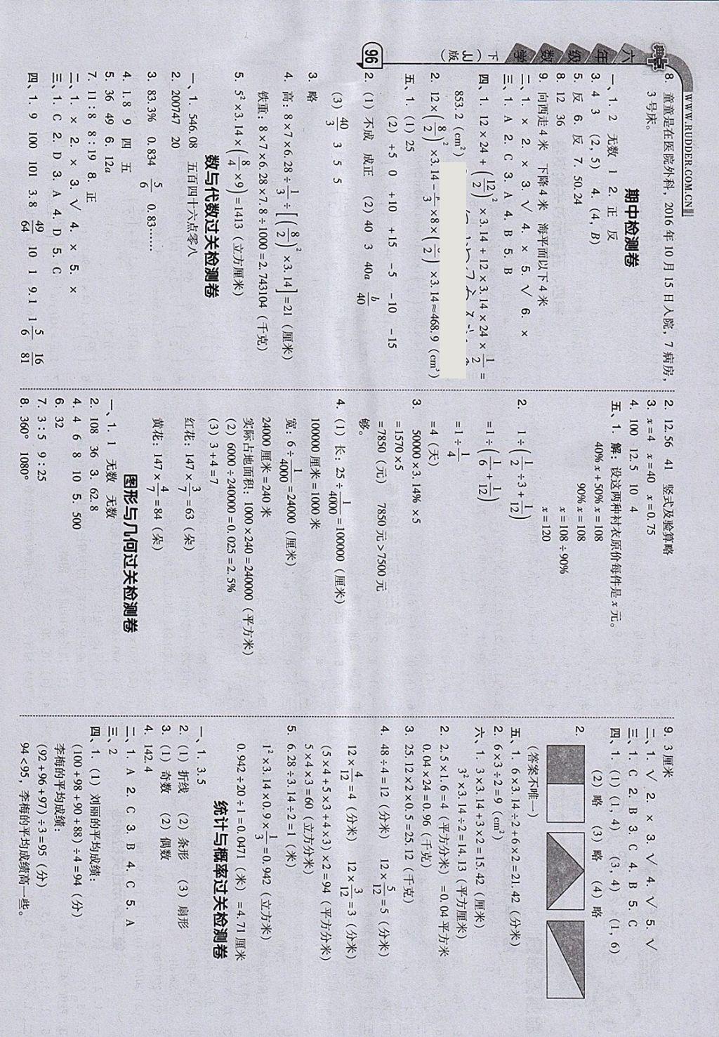 2018年綜合應(yīng)用創(chuàng)新題典中點(diǎn)六年級數(shù)學(xué)下冊冀教版 參考答案第2頁