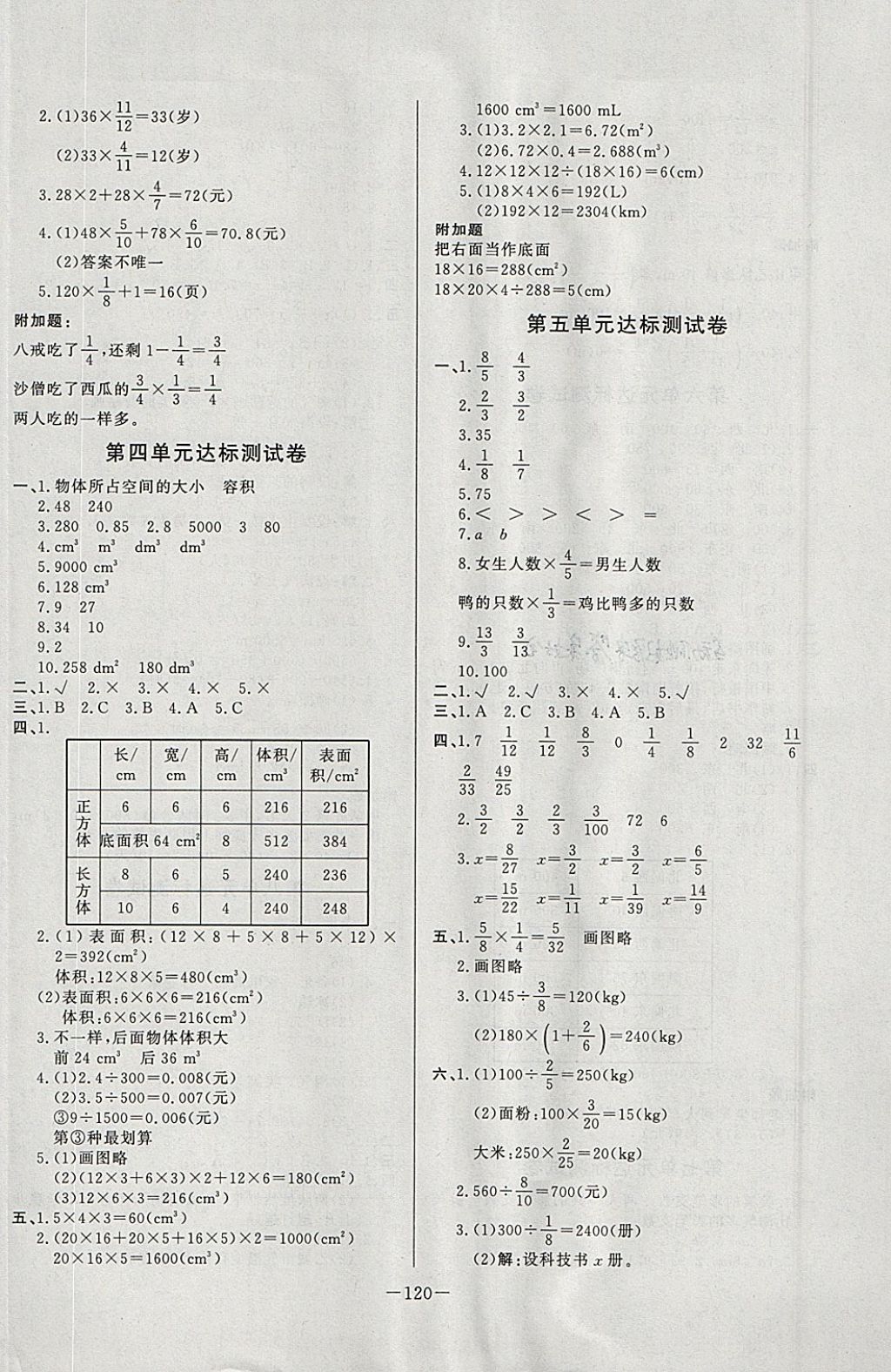 2018年A加優(yōu)化作業(yè)本五年級數(shù)學(xué)下冊北師大版 參考答案第14頁