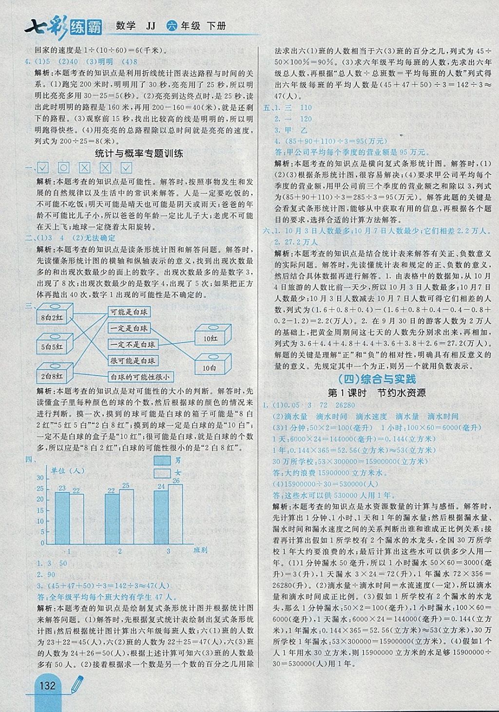 2018年七彩練霸六年級數(shù)學(xué)下冊冀教版 參考答案第44頁