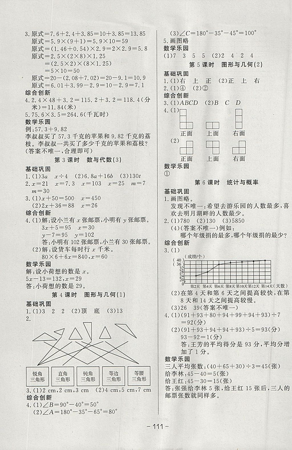 2018年A加優(yōu)化作業(yè)本四年級數(shù)學(xué)下冊北師大版 參考答案第13頁