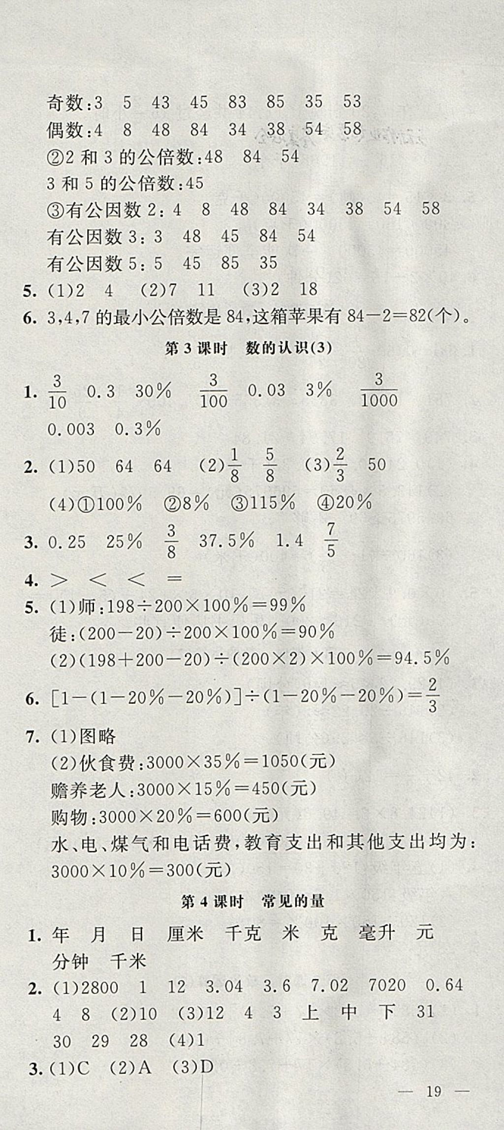 2018年非常1加1一课一练六年级数学下册苏教版 参考答案第15页