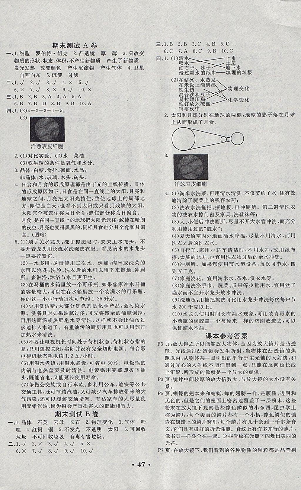 2018年百分金卷六年級(jí)科學(xué)下冊(cè)教科版 參考答案第3頁