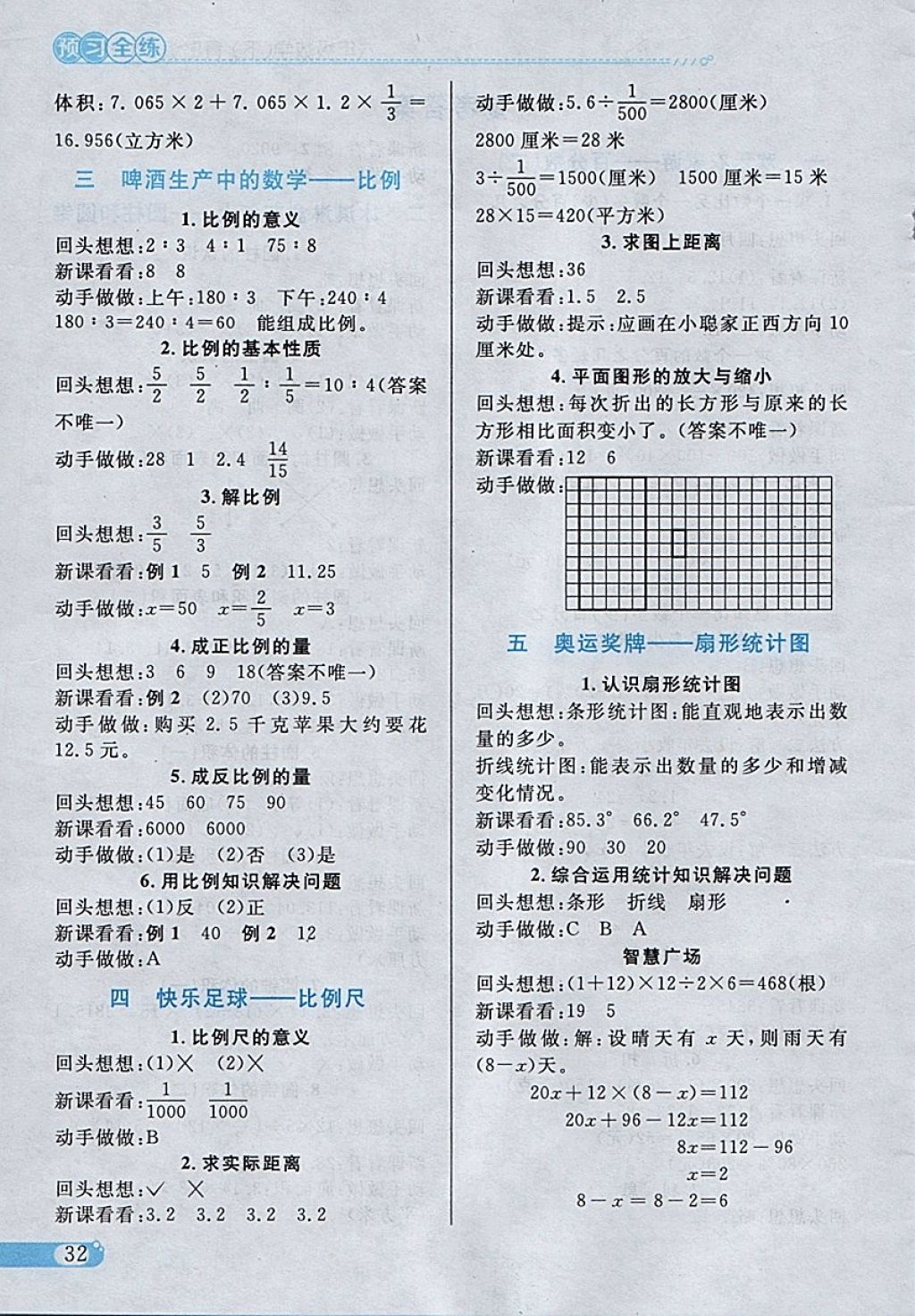 2018年小學(xué)教材全練六年級(jí)數(shù)學(xué)下冊(cè)青島版六三制 參考答案第22頁(yè)