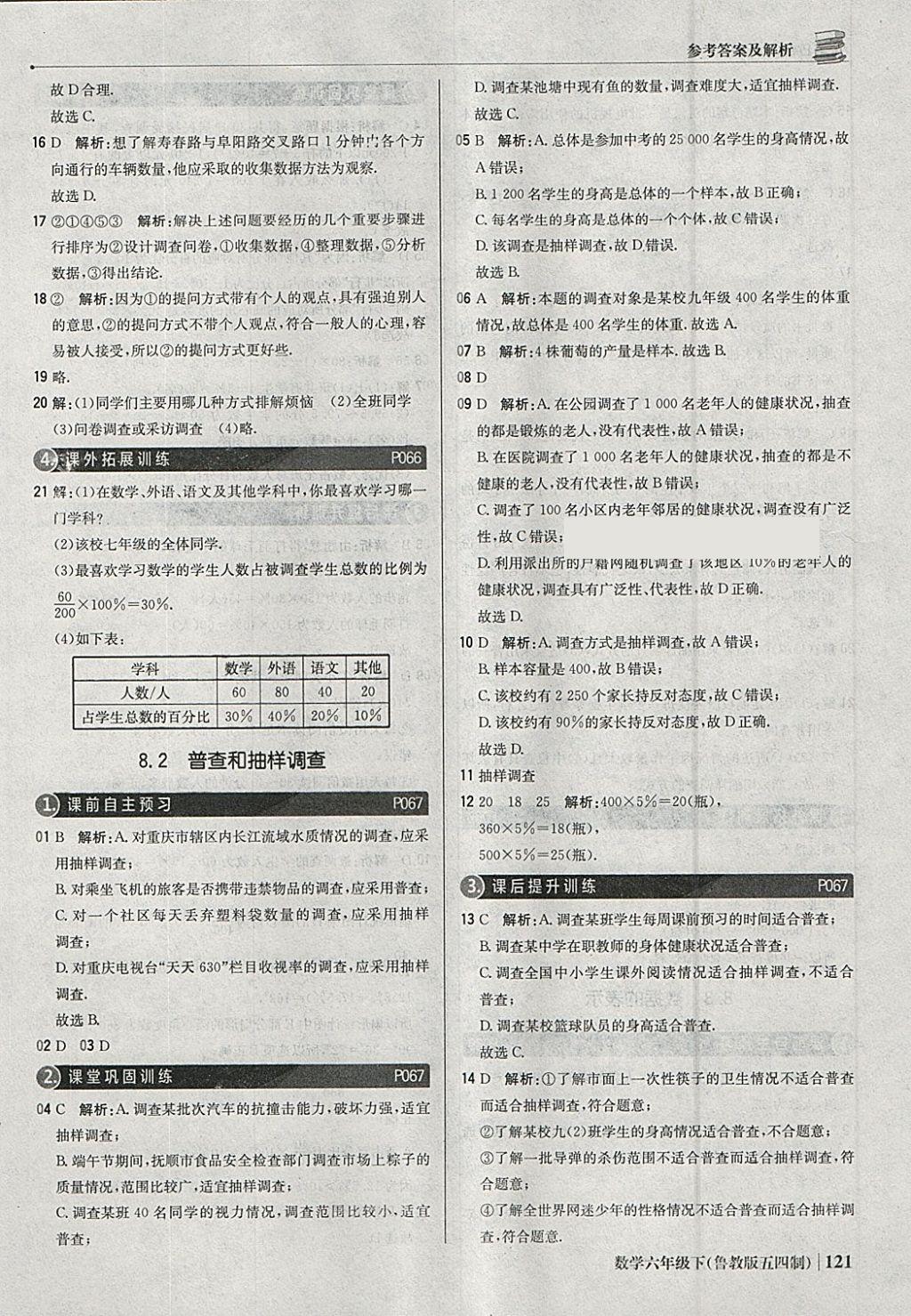 2018年1加1轻巧夺冠优化训练六年级数学下册鲁教版五四制银版 参考答案第26页