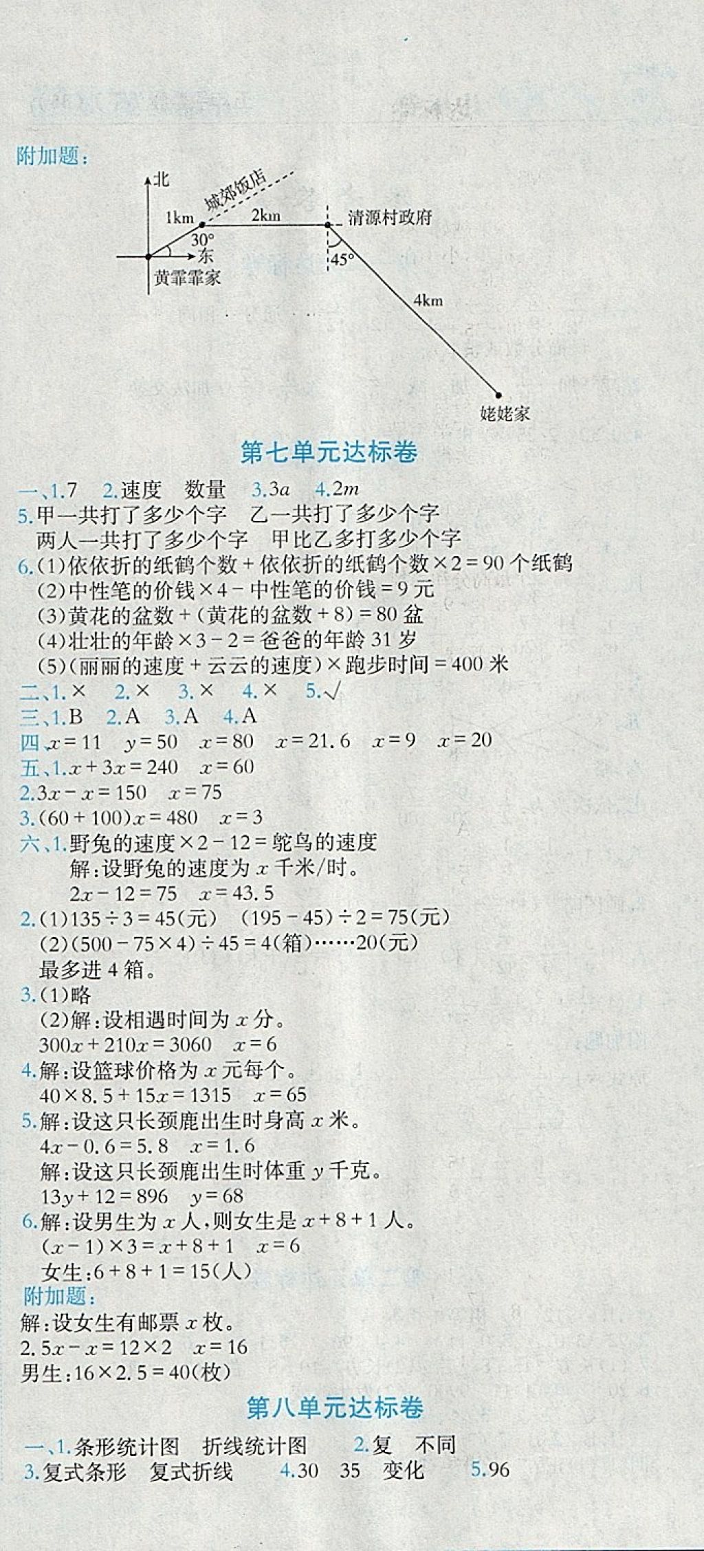 2018年黄冈小状元达标卷五年级数学下册北师大版 参考答案第6页