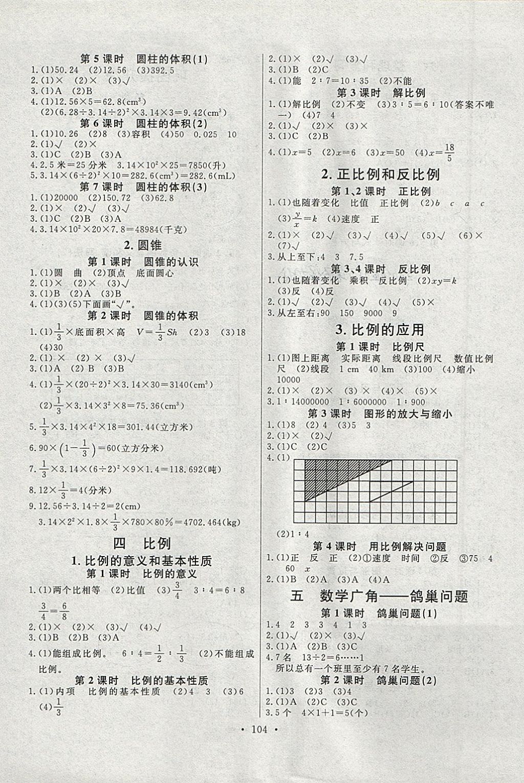 2018年每時(shí)每刻快樂(lè)優(yōu)加作業(yè)本六年級(jí)數(shù)學(xué)下冊(cè)P版 參考答案第2頁(yè)