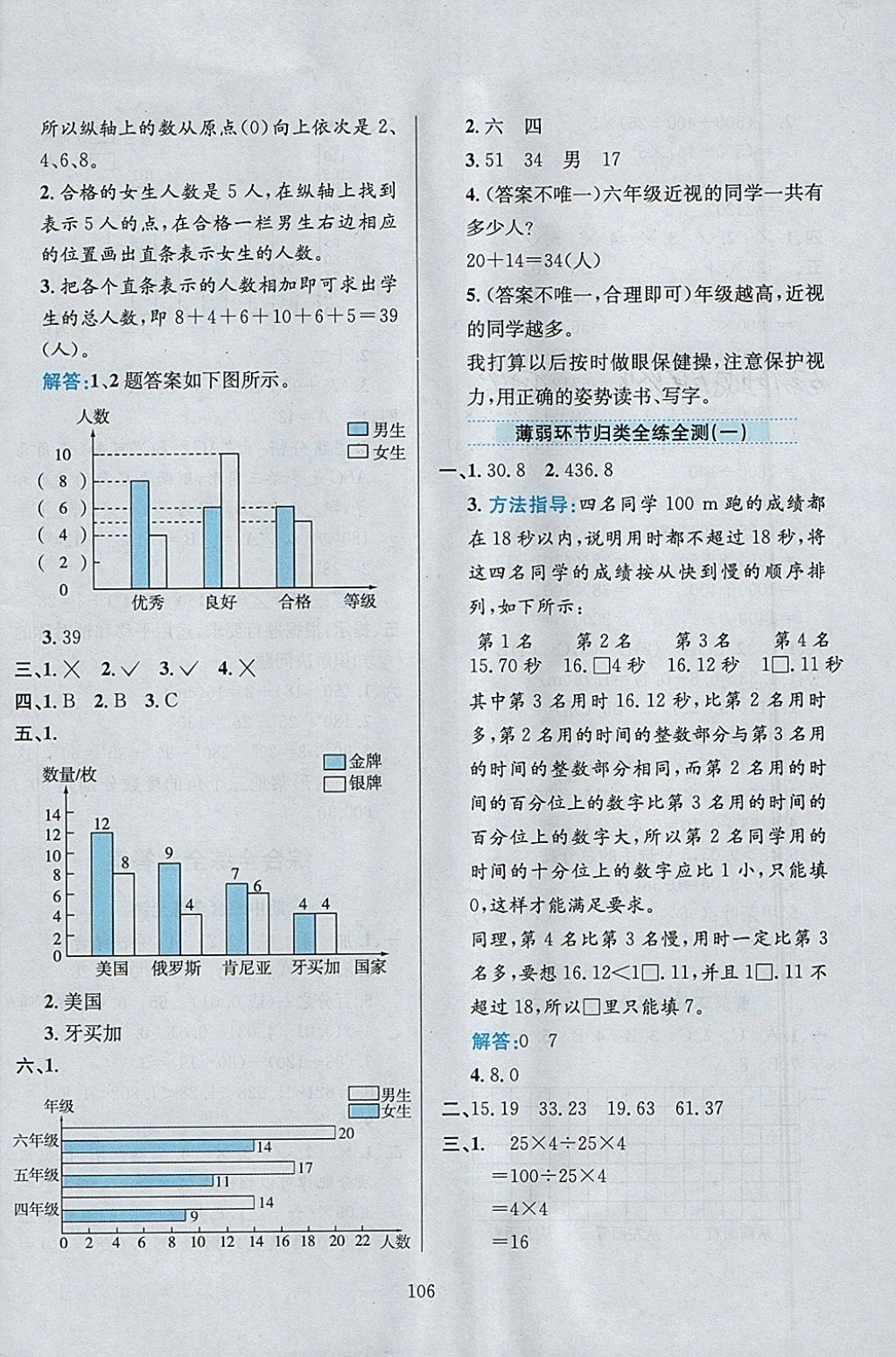 2018年小學(xué)教材全練四年級數(shù)學(xué)下冊人教版天津?qū)Ｓ?nbsp;參考答案第18頁