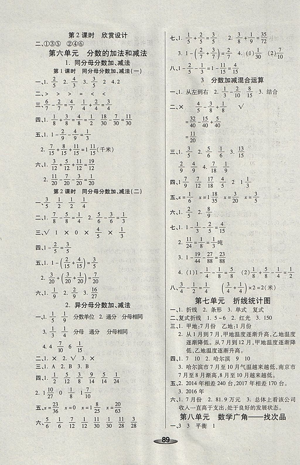2018年奪冠新課堂黃岡課課練五年級數(shù)學(xué)下冊人教版 參考答案第5頁