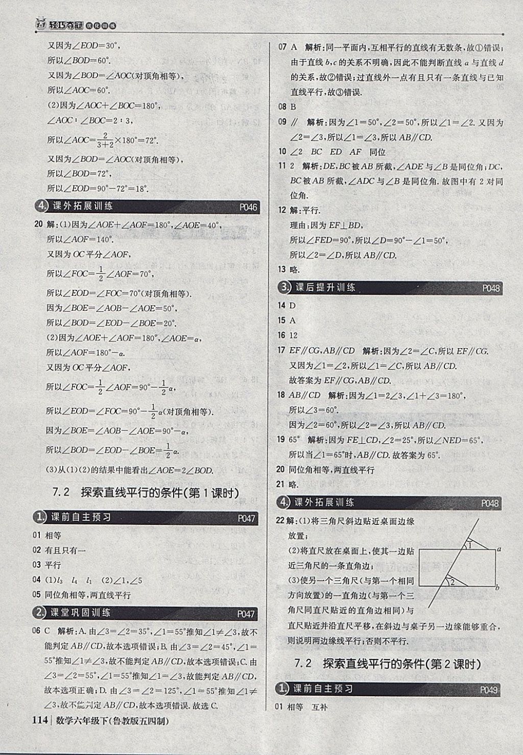 2018年1加1轻巧夺冠优化训练六年级数学下册鲁教版五四制银版 参考答案第19页