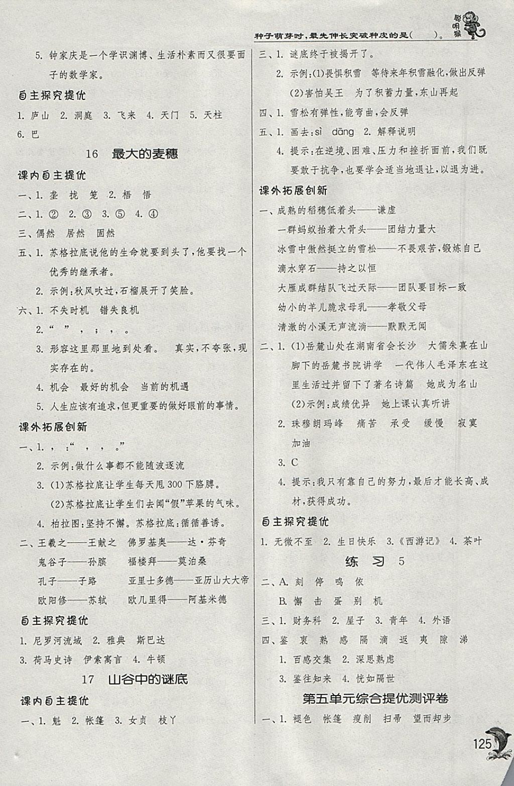 2018年實(shí)驗(yàn)班提優(yōu)訓(xùn)練六年級(jí)語(yǔ)文下冊(cè)蘇教版 參考答案第11頁(yè)