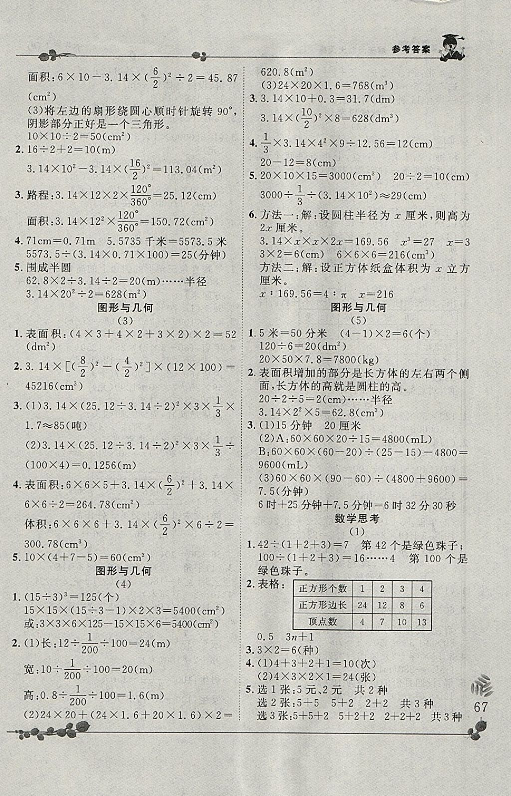 2018年黄冈小状元解决问题天天练六年级下册人教版 参考答案第9页