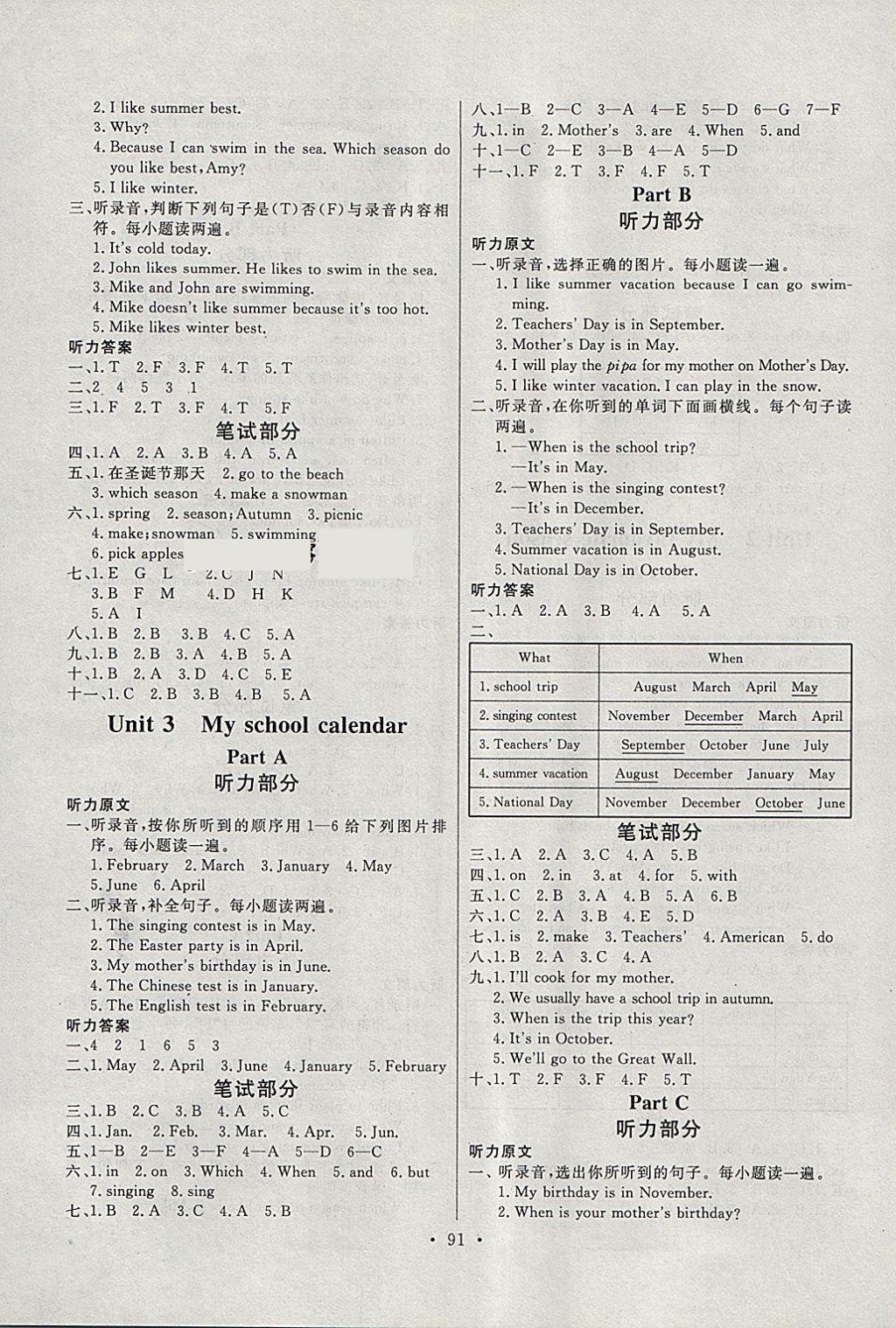 2018年每時(shí)每刻快樂(lè)優(yōu)加作業(yè)本五年級(jí)英語(yǔ)下冊(cè)P版 參考答案第3頁(yè)