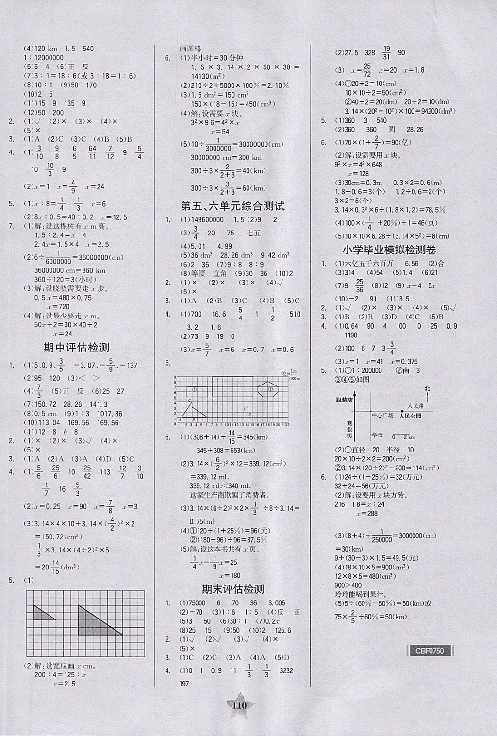 2018年世紀(jì)金榜金榜小博士六年級數(shù)學(xué)下冊 參考答案第8頁