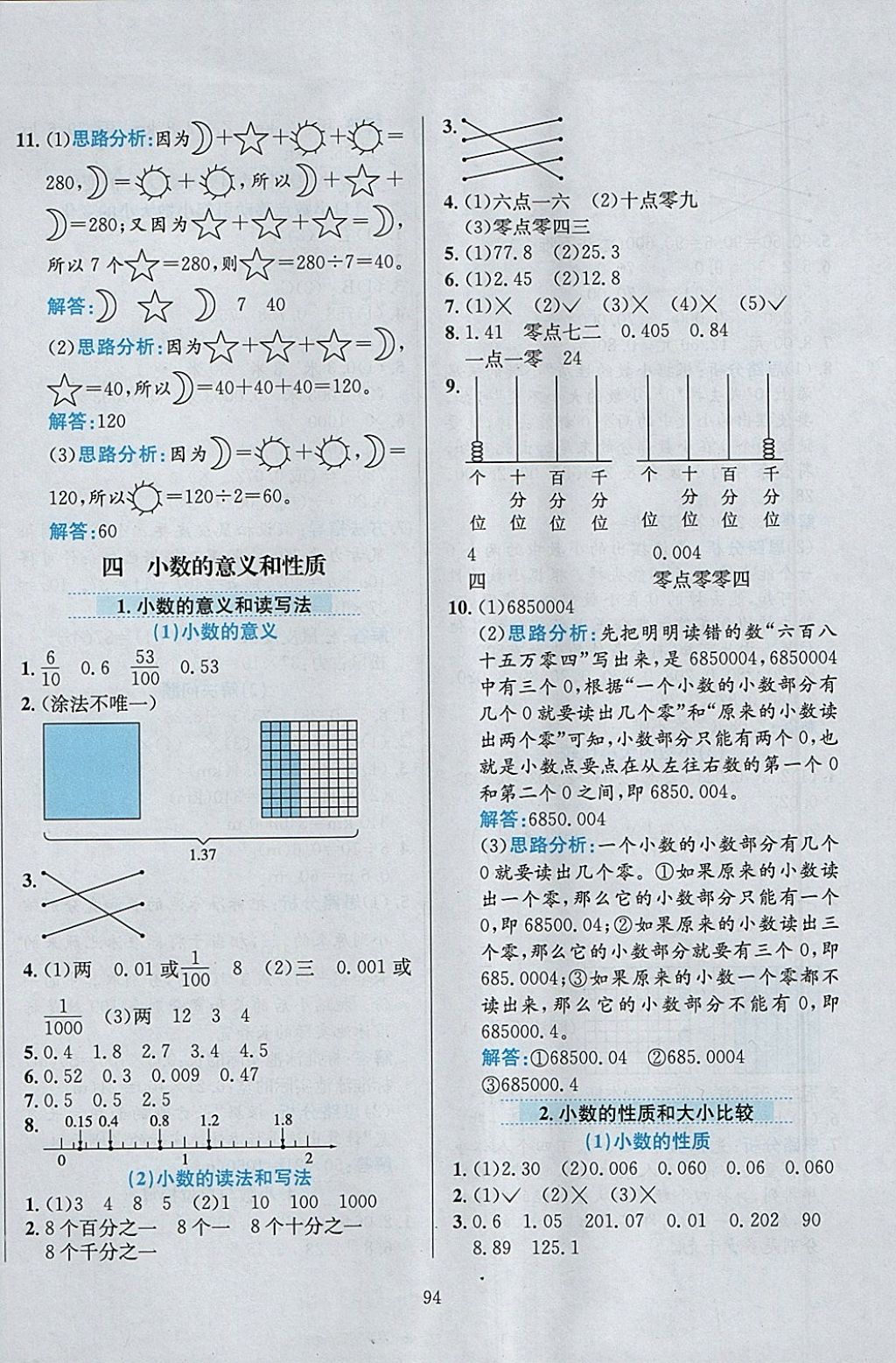 2018年小學教材全練四年級數(shù)學下冊人教版天津?qū)Ｓ?nbsp;參考答案第6頁