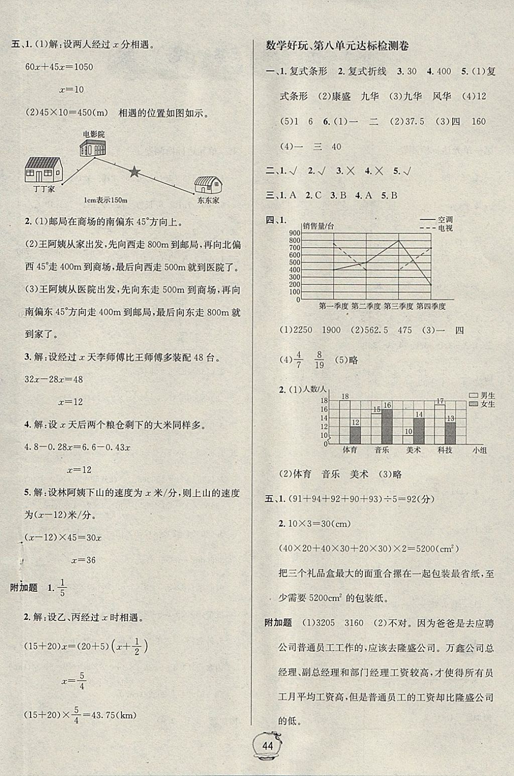 2018年名校秘题课时达标练与测五年级数学下册北师大版 参考答案第12页