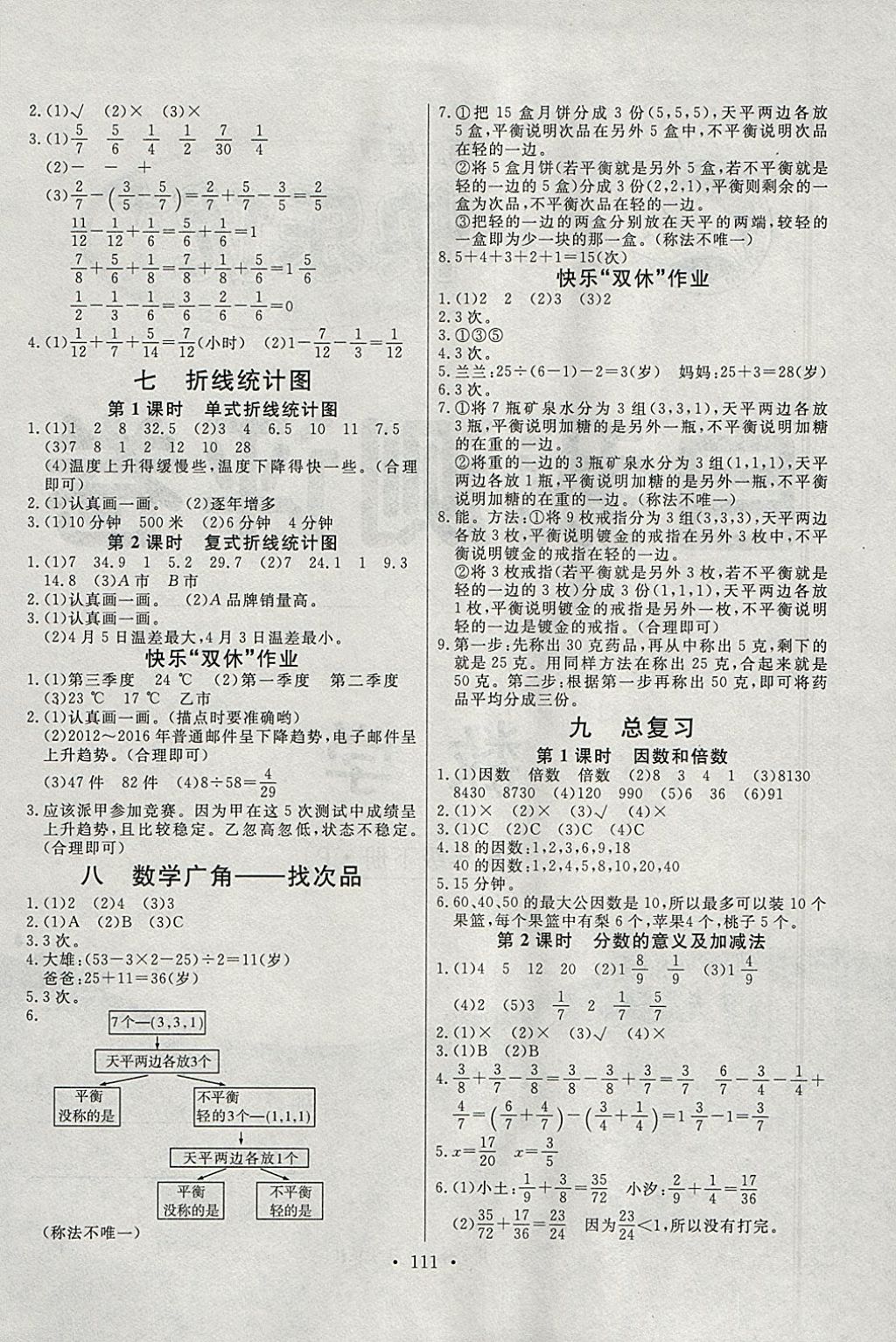 2018年每時(shí)每刻快樂優(yōu)加作業(yè)本五年級(jí)數(shù)學(xué)下冊(cè)P版 參考答案第9頁