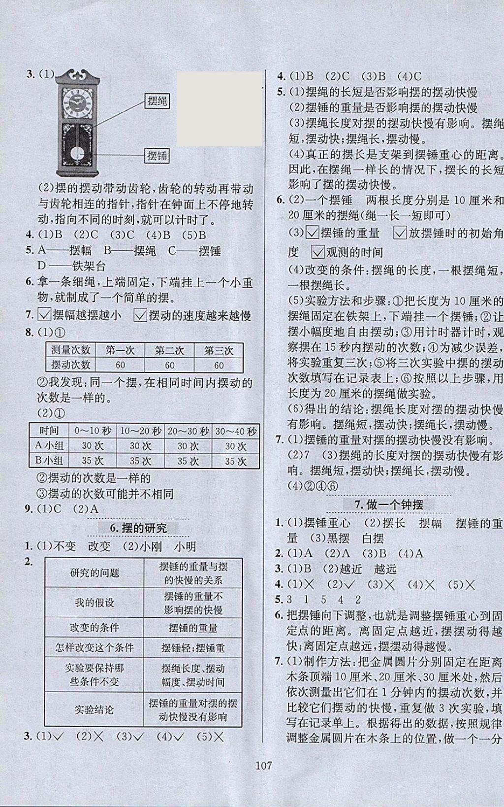 2018年小學教材全練五年級科學下冊教科版 參考答案第11頁