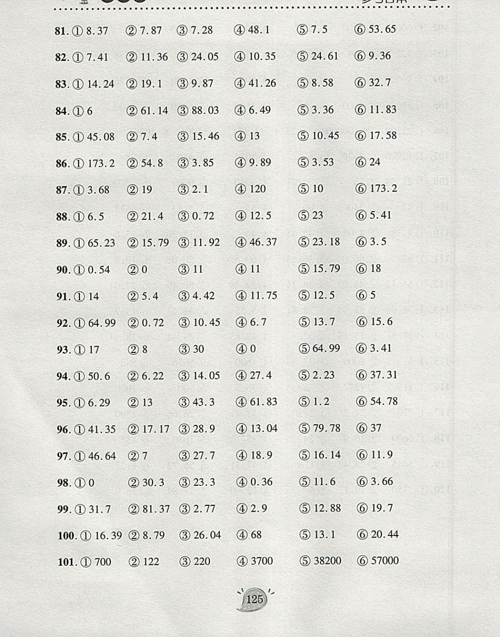 2018年豎式脫式天天練四年級下冊青島版 參考答案第5頁