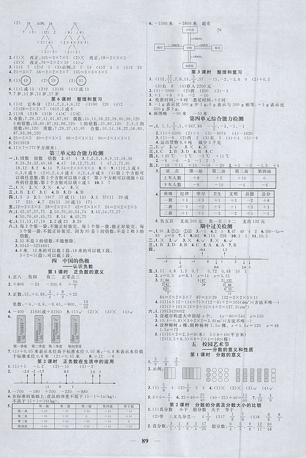 2018年阳光同学课时优化作业四年级数学下册青岛版五四制山东专版 参考答案第3页