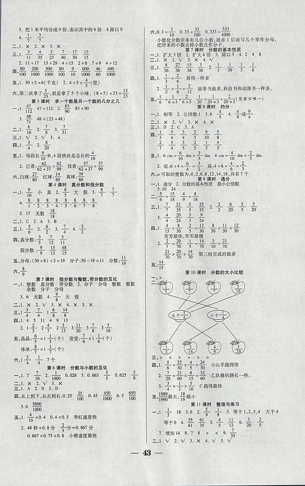 2018年世紀(jì)百通主體課堂小學(xué)課時(shí)同步練習(xí)五年級數(shù)學(xué)下冊江蘇版 參考答案第3頁