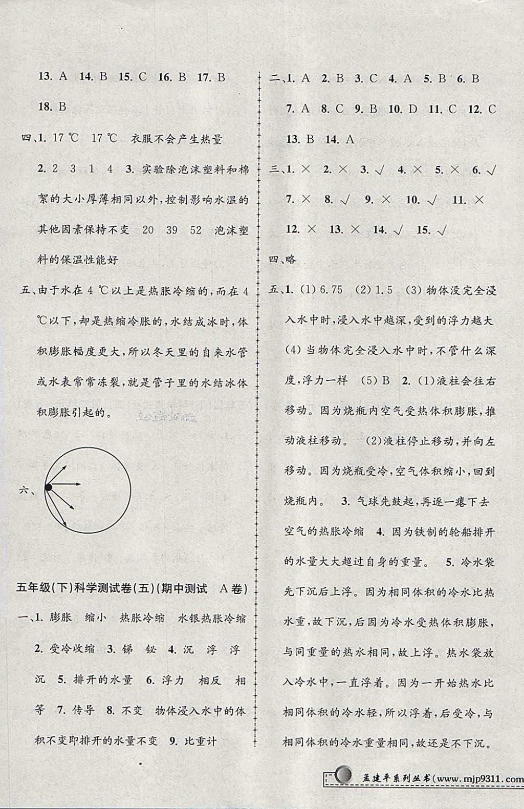 2018年孟建平小學(xué)單元測(cè)試五年級(jí)科學(xué)下冊(cè)教科版 參考答案第3頁(yè)