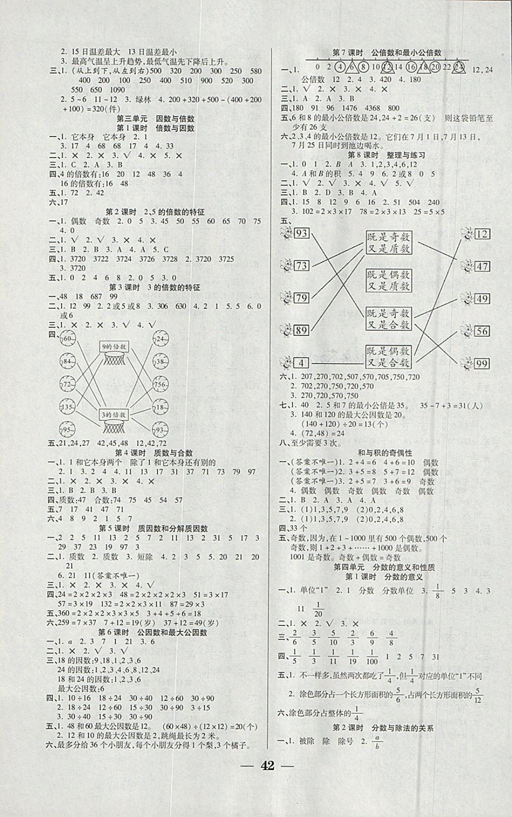 2018年世紀(jì)百通主體課堂小學(xué)課時(shí)同步練習(xí)五年級數(shù)學(xué)下冊江蘇版 參考答案第2頁