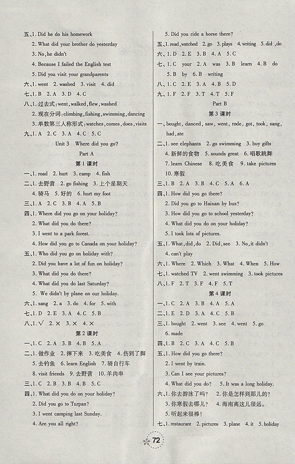 2018年奪冠新課堂隨堂練測六年級英語下冊人教PEP版 參考答案第4頁