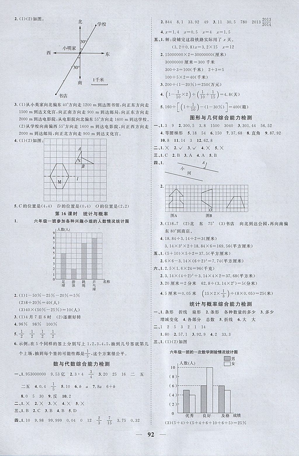 2018年阳光同学课时优化作业六年级数学下册青岛版 参考答案第10页