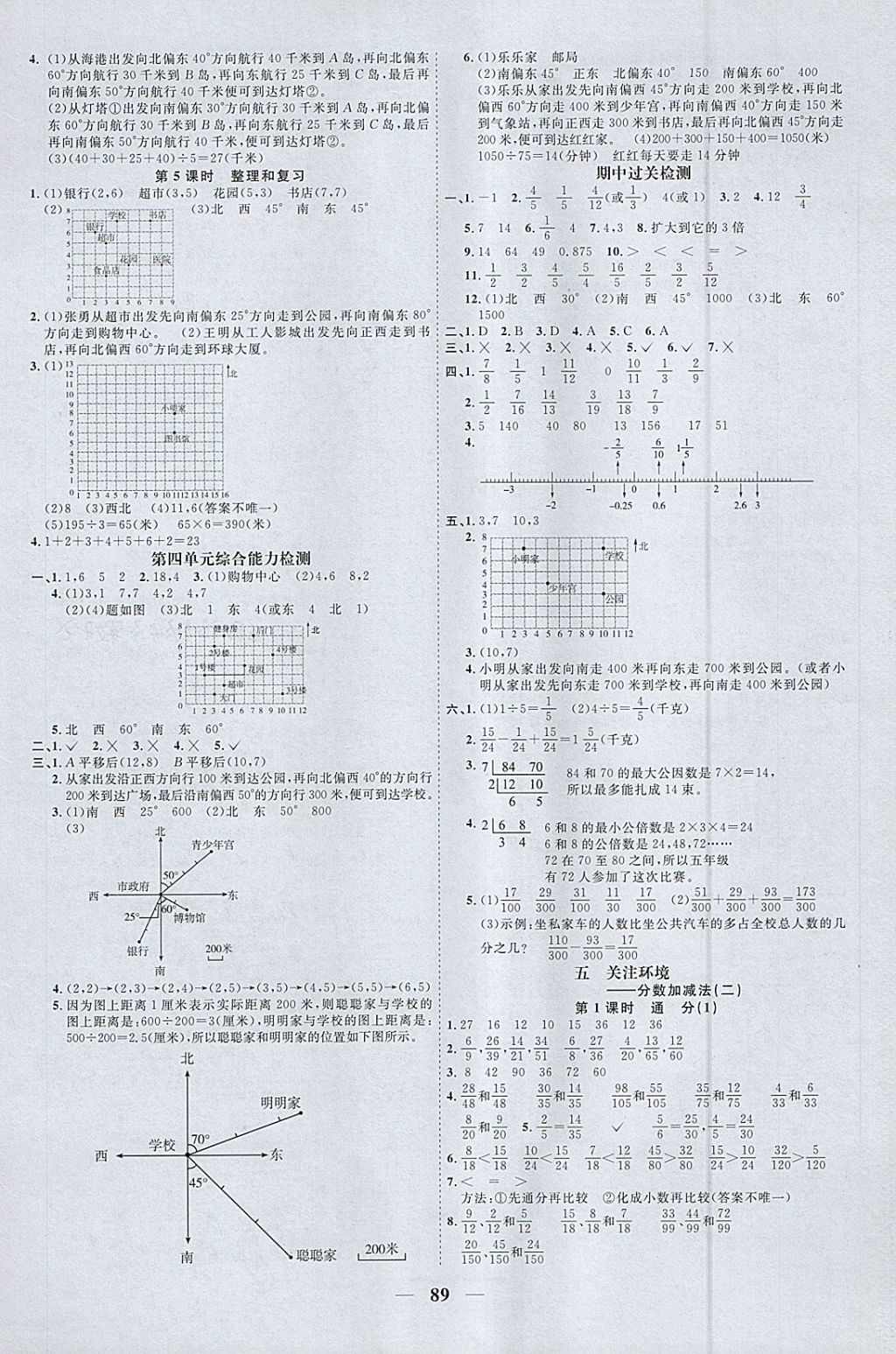 2018年阳光同学课时优化作业五年级数学下册青岛版 参考答案第5页