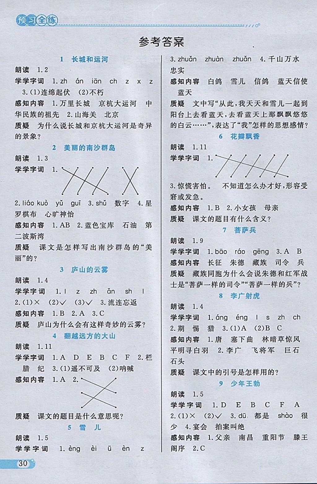 2018年小學(xué)教材全練三年級(jí)語(yǔ)文下冊(cè)江蘇版 參考答案第17頁(yè)