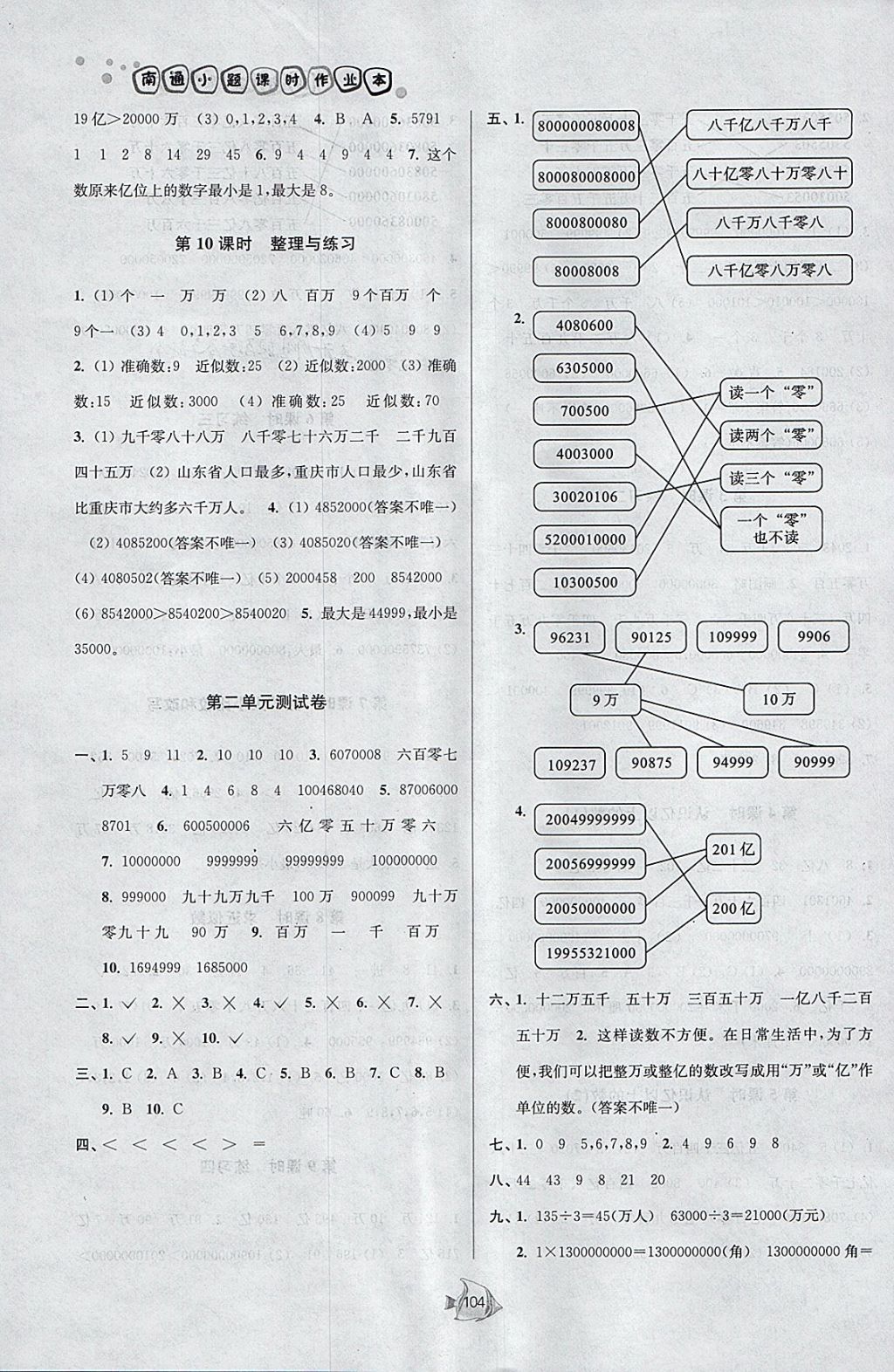 2018年南通小題課時(shí)作業(yè)本四年級(jí)數(shù)學(xué)下冊(cè)江蘇版 參考答案第4頁