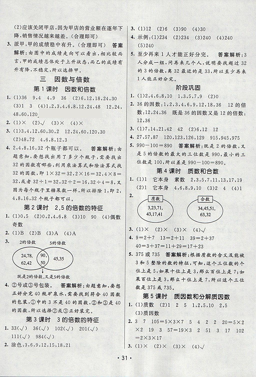 2018年同行課課100分過關(guān)作業(yè)五年級數(shù)學下冊蘇教版 參考答案第4頁