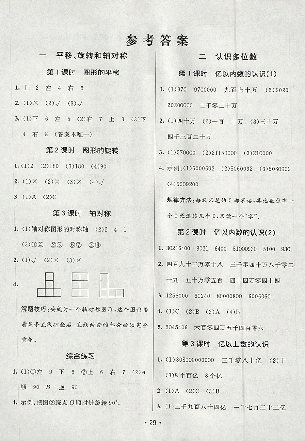 2018年同行課課100分過關(guān)作業(yè)四年級數(shù)學(xué)下冊蘇教版 參考答案第2頁