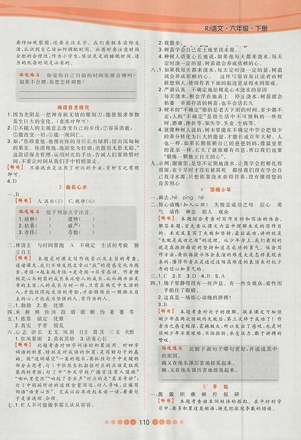 2018年核心課堂作業(yè)創(chuàng)新設(shè)計六年級語文下冊人教版 參考答案第2頁