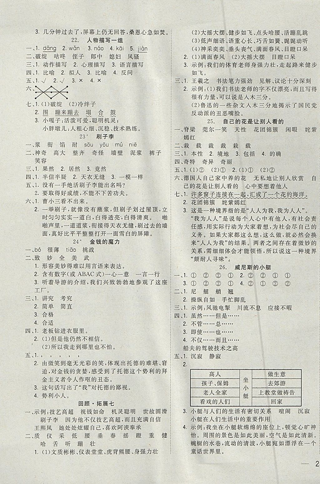 2018年名題1加1五年級語文下冊人教版 參考答案第5頁