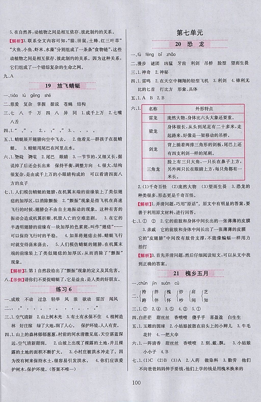 2018年小學(xué)教材全練三年級語文下冊江蘇版 參考答案第8頁