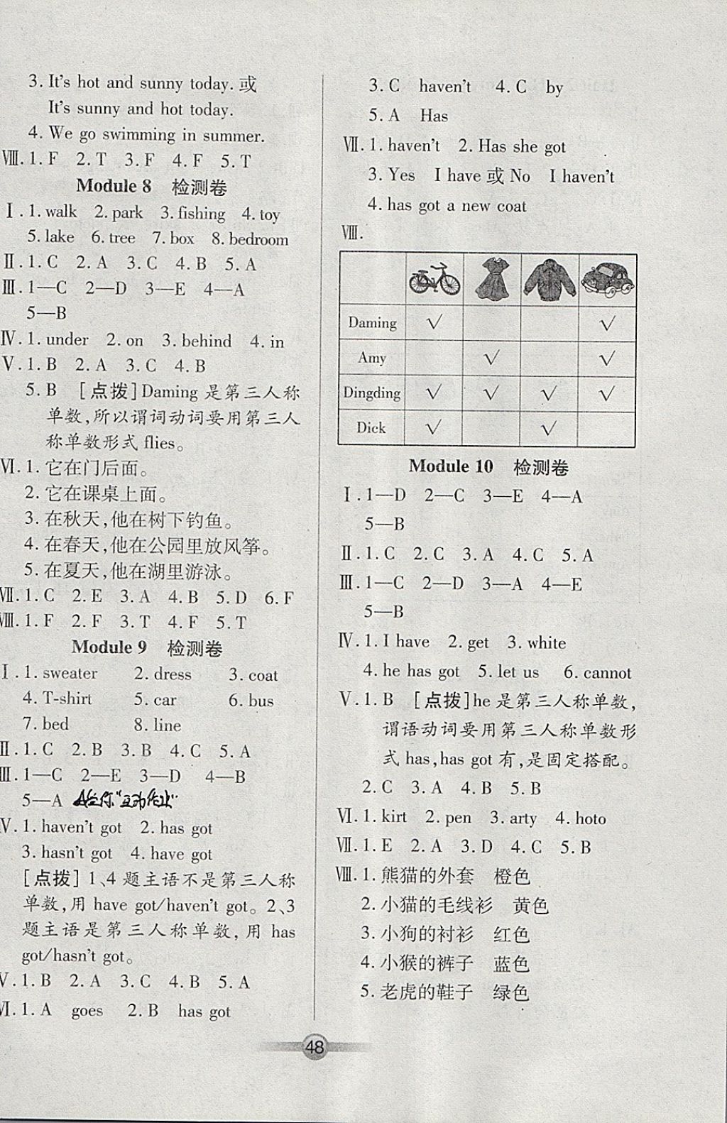 2018年小學(xué)生核心課堂三年級(jí)英語(yǔ)下冊(cè)外研版三起 參考答案第8頁(yè)