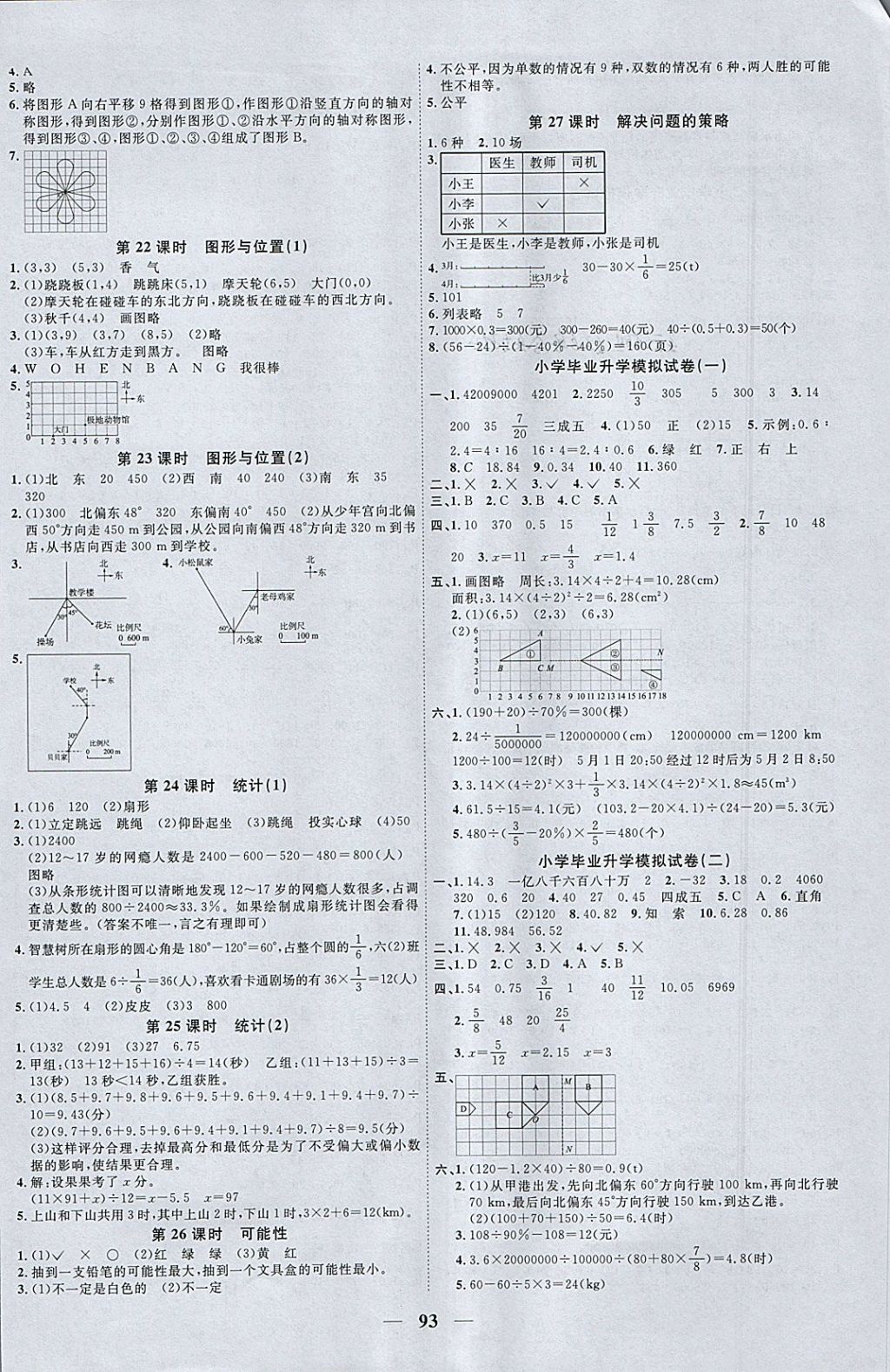 2018年陽(yáng)光同學(xué)課時(shí)優(yōu)化作業(yè)六年級(jí)數(shù)學(xué)下冊(cè)北師大版 參考答案第7頁(yè)