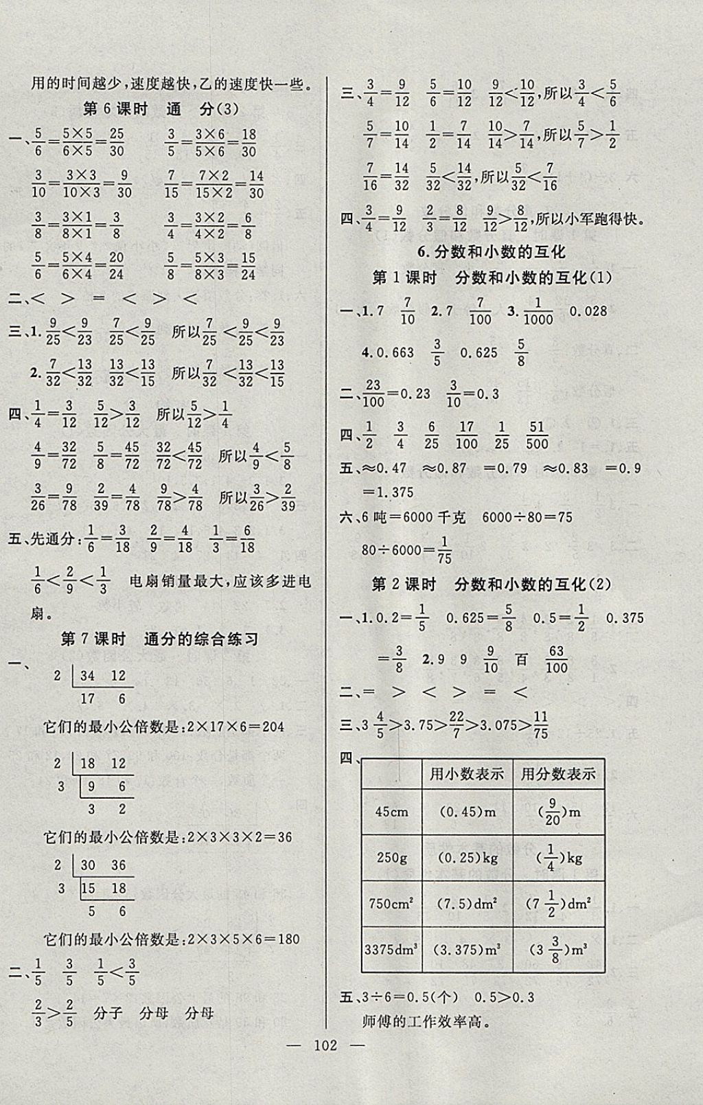 2018年百分學(xué)生作業(yè)本題練王五年級數(shù)學(xué)下冊人教版 參考答案第8頁