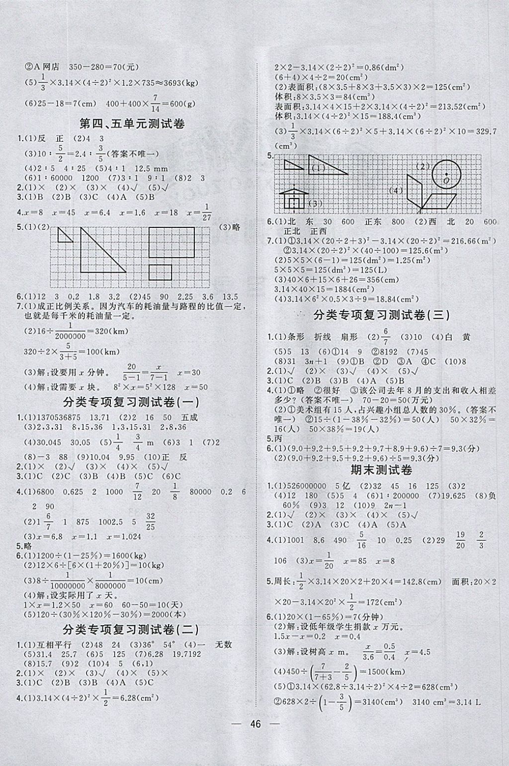 2018年課課優(yōu)課堂小作業(yè)六年級(jí)數(shù)學(xué)下冊(cè)人教版 參考答案第10頁