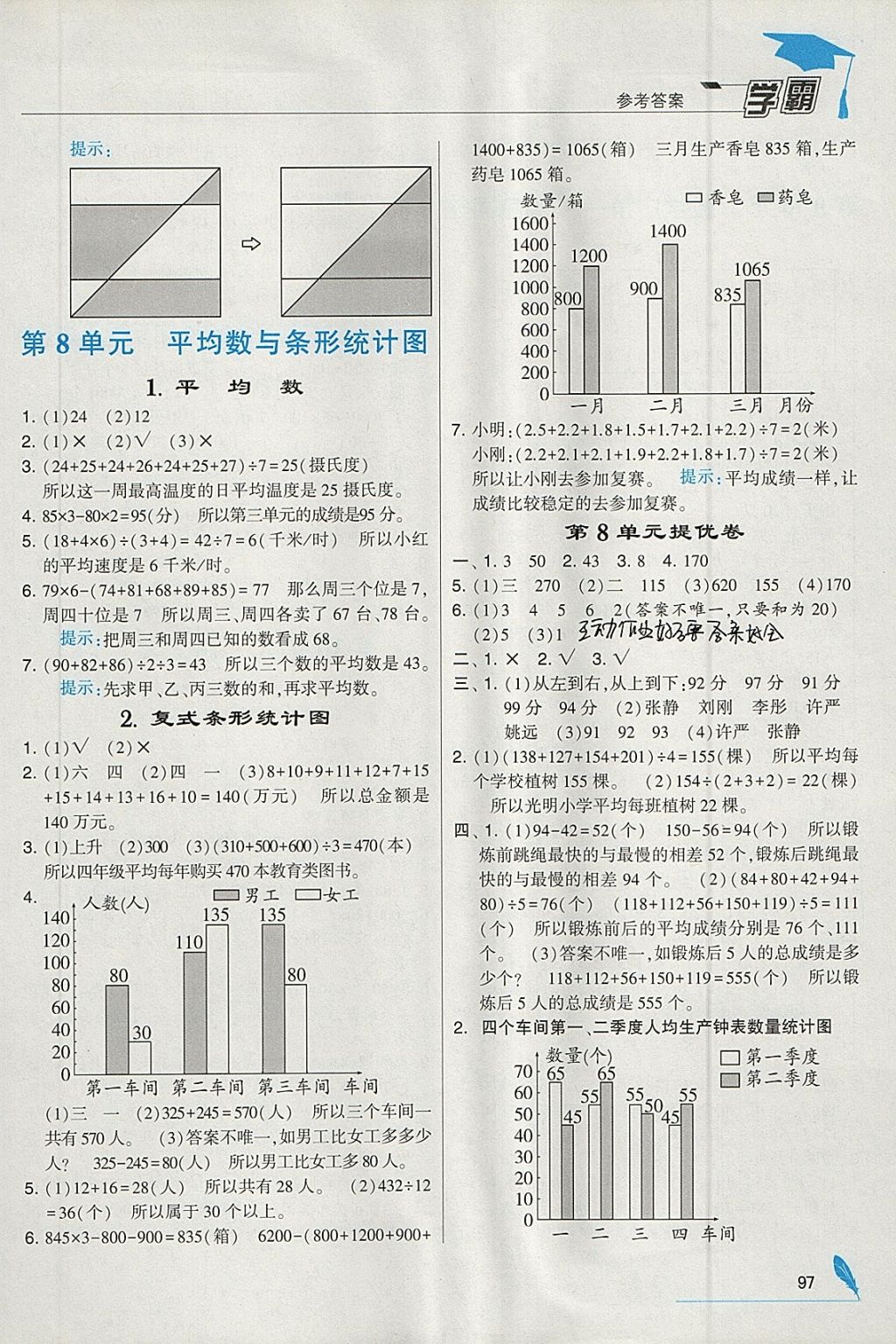 2018年經(jīng)綸學(xué)典學(xué)霸四年級(jí)數(shù)學(xué)下冊(cè)人教版 參考答案第15頁(yè)